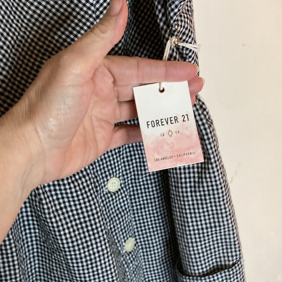 Forever 21 woven dress Black/white Sundress Mini size l - Picture 3 of 6